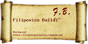 Filipovics Balló névjegykártya